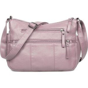 🆕 Volganik Rock PU Leather Shoulder Bag Women Pink Soft Pocketbooks Purse